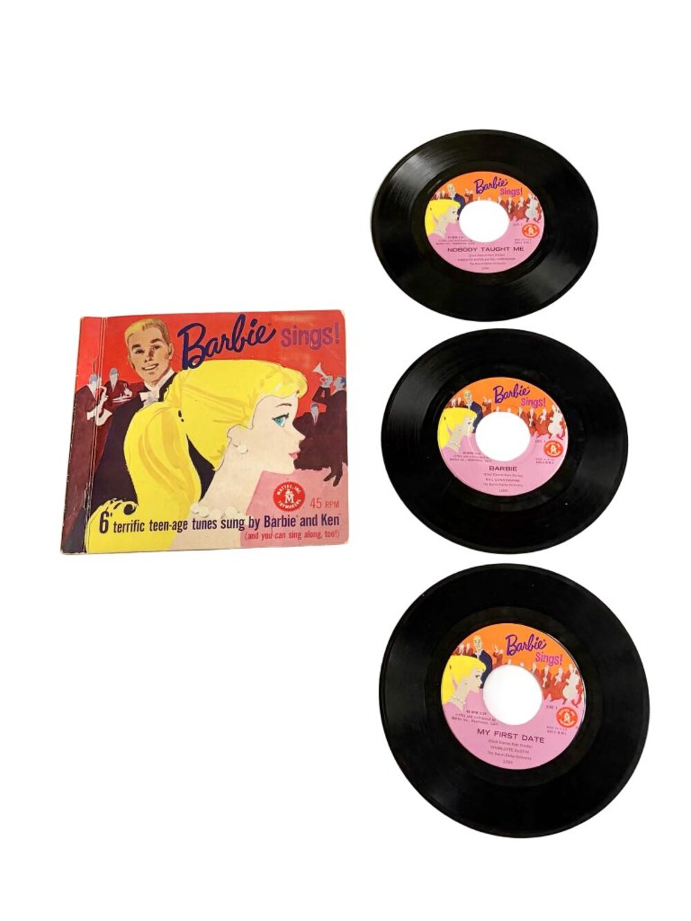 Vintage 1961 Barbie Sings 45 RPM Records Mattel #840 Complete Set w/ Booklet